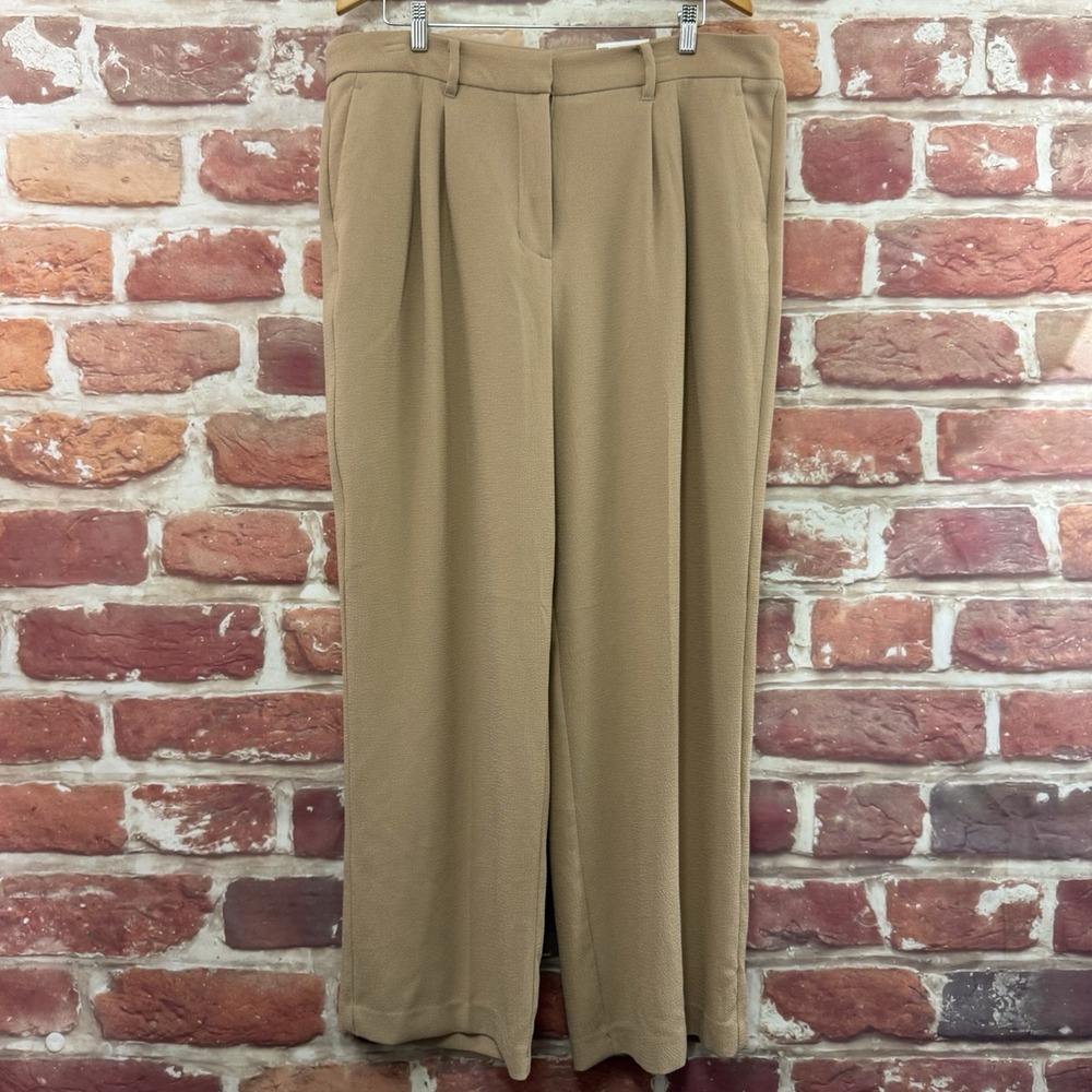 Nine West Dress Pants Women's 18 Beige Wide Leg Work Office Career Wear Trousers